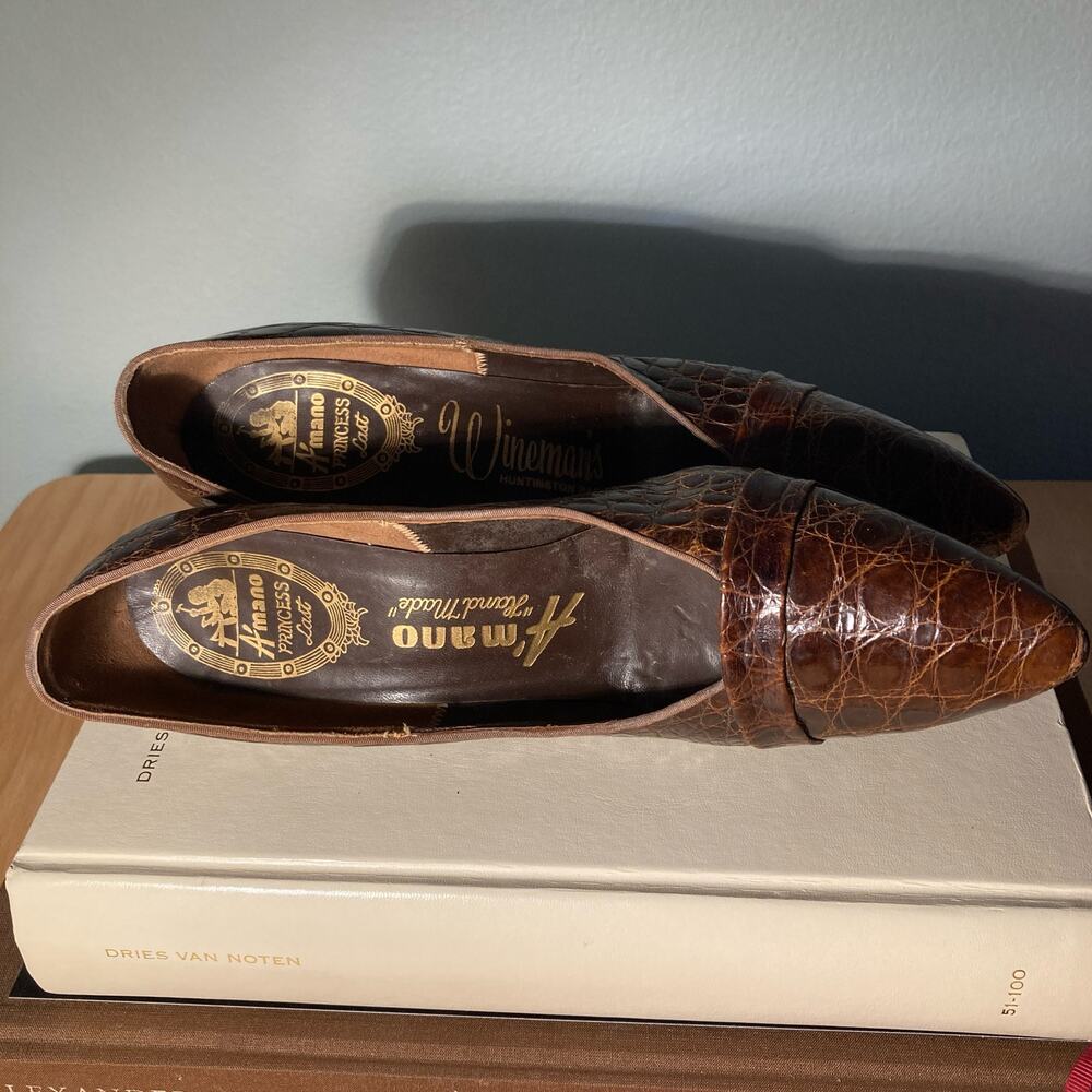 Vintage Amano Weinman's 1950/60s Handmade Crocodile Pumps Exquisite ~ Sz 8N - Picture 6 of 7
